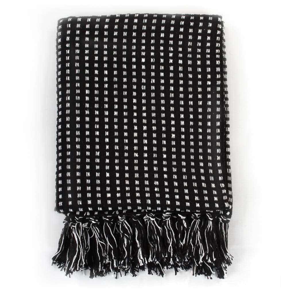 Vidaxl plaid firkanter 125x150 cm bomuld sort