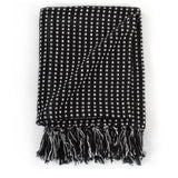 Vidaxl plaid firkanter 125x150 cm bomuld sort