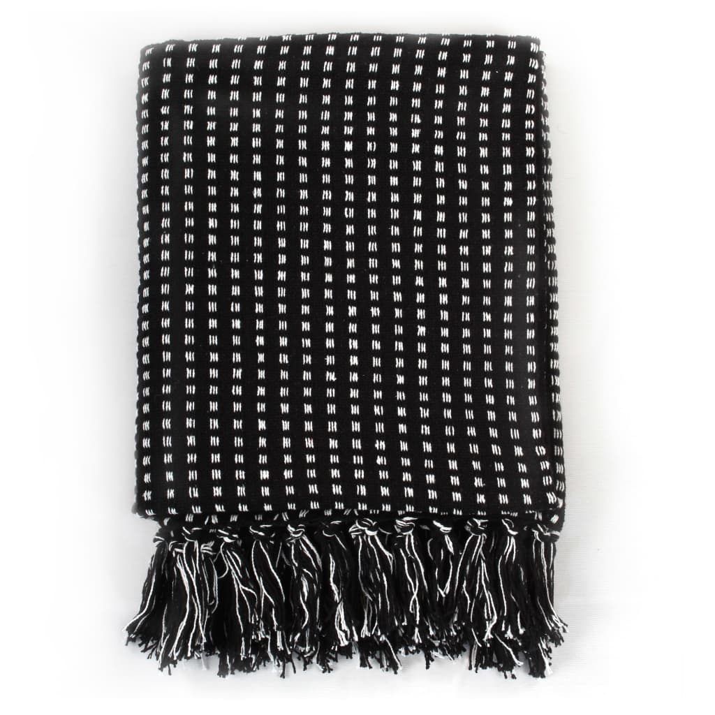 VidaXL plaid firkanter 160x210 cm bomuldssort