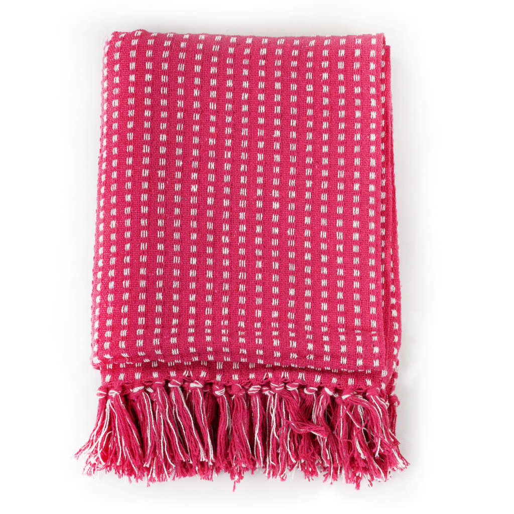 Vidaxl Plaid Squares 220x250 cm bomuld lyserød