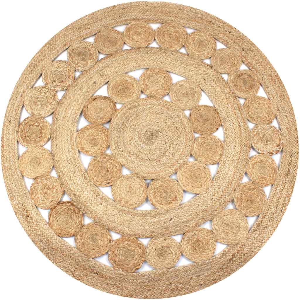 Vidaxl tæppe med design omkring 150 cm flettet jute