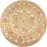 Vidaxl tæppe med design omkring 150 cm flettet jute