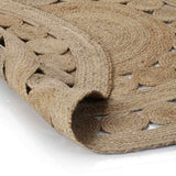 Vidaxl tæppe med design omkring 150 cm flettet jute