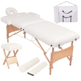 Vidaxx massagebord og skammel sæt foldbart 2 zoner 10 cm tyk hvid
