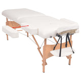 Vidaxx massagebord og skammel sæt foldbart 2 zoner 10 cm tyk hvid