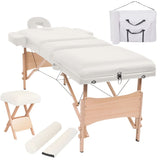 Vidaxx massagebord og skammel sæt foldbart 3 zoner 10 cm tyk hvid