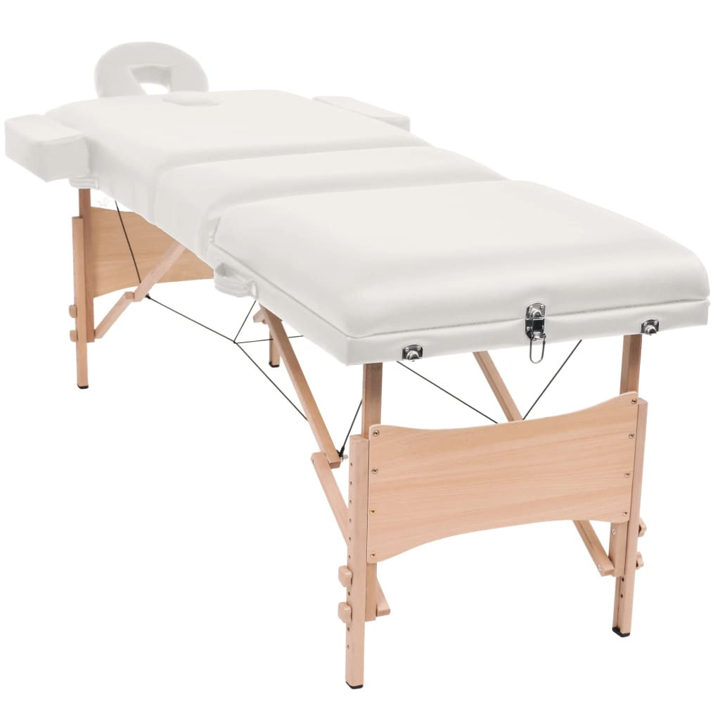 Vidaxx massagebord og skammel sæt foldbart 3 zoner 10 cm tyk hvid