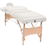 Vidaxx massagebord og skammel sæt foldbart 3 zoner 10 cm tyk hvid
