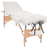 Vidaxx massagebord og skammel sæt foldbart 3 zoner 10 cm tyk hvid