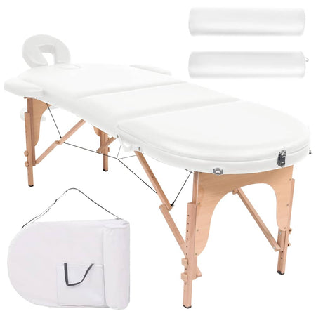 Vidaxl Massage Table Sammenfoldelig 4 cm tyk med 2 bolster Oval hvid