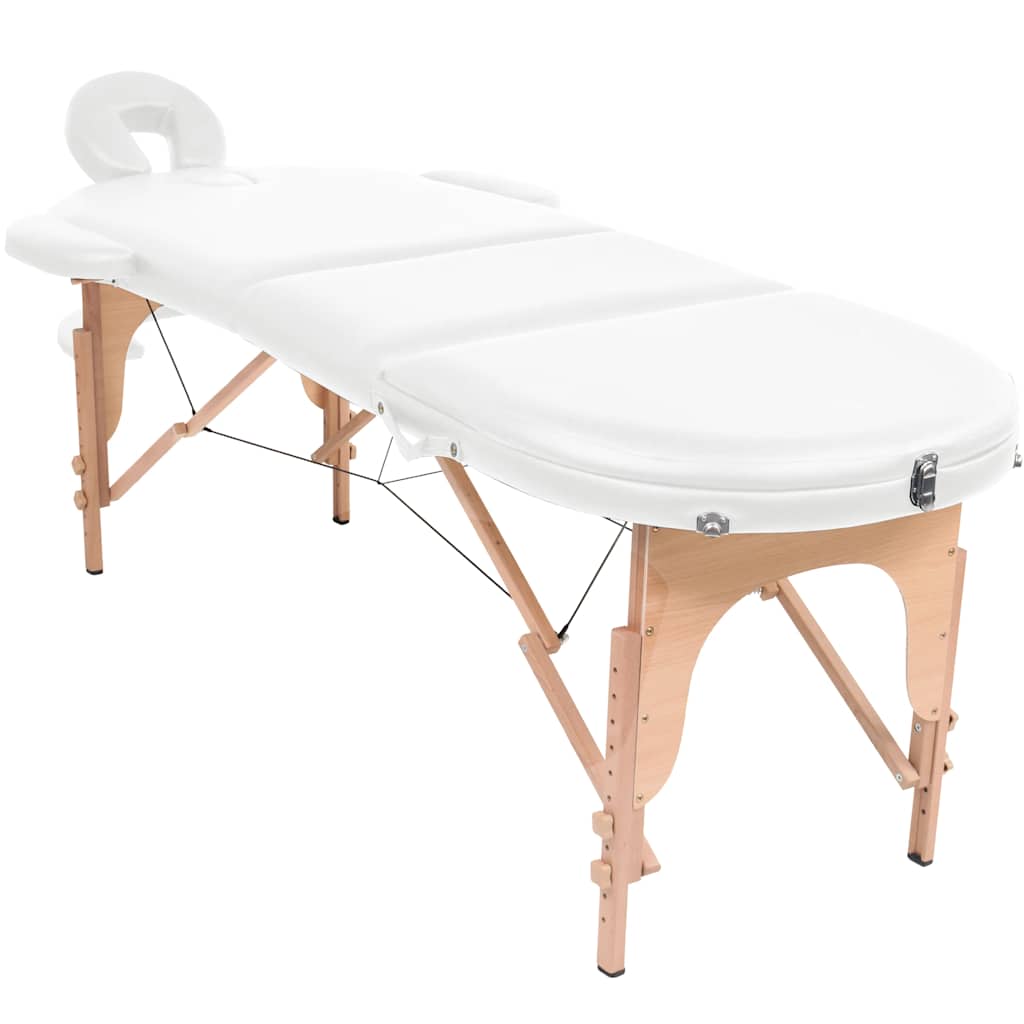 Vidaxl Massage Table Sammenfoldelig 4 cm tyk med 2 bolster Oval hvid