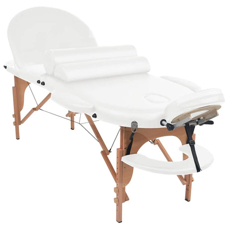 Vidaxl Massage Table Sammenfoldelig 4 cm tyk med 2 bolster Oval hvid