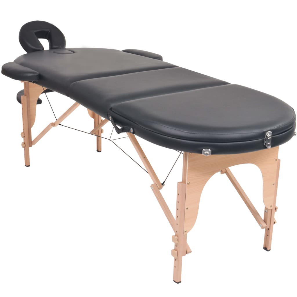 Vidaxl Massage Table Sammenfoldelig 4 cm tyk med 2 bolster Oval sort
