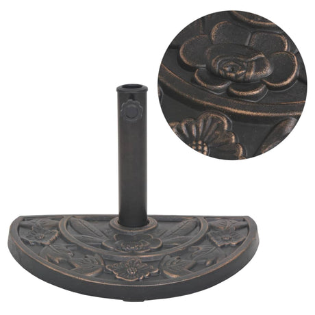 Vidaxl parasolfod halvrund 9 kg harpiks bronzefarvet