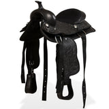 Vidaxl Western Saddle, Bridle and Bright Blast 12 Real Leather Black