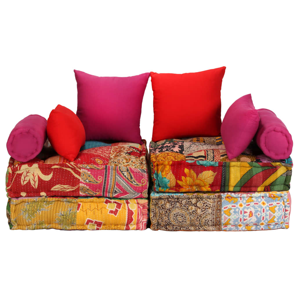 Vidaxl Pouf Tweezits modulært stof patchwork
