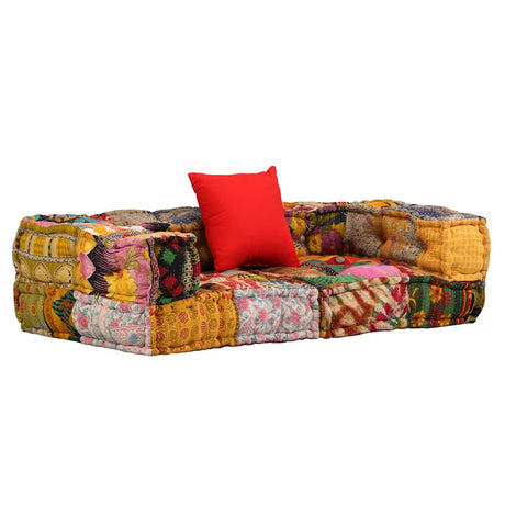 VidaXL skammel to-personers modulopbygget stof patchwork