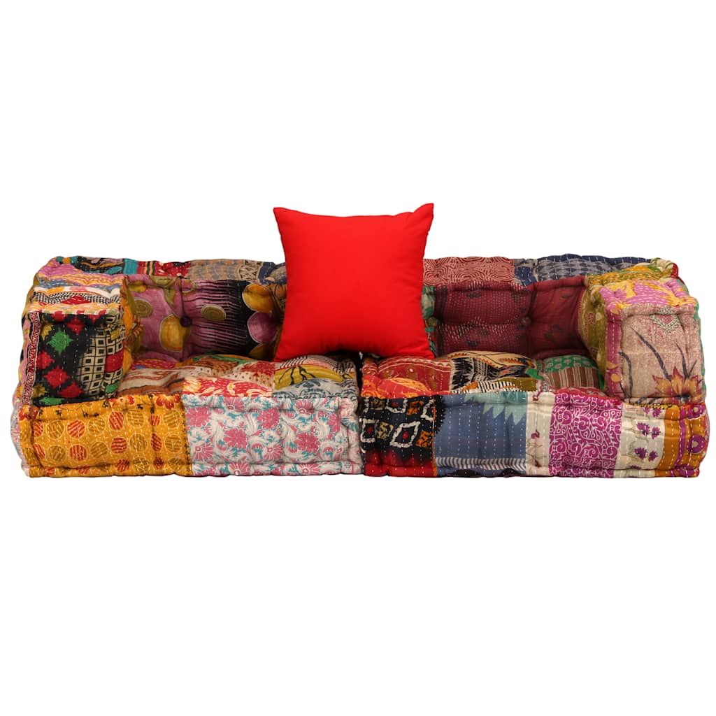 VidaXL skammel to-personers modulopbygget stof patchwork