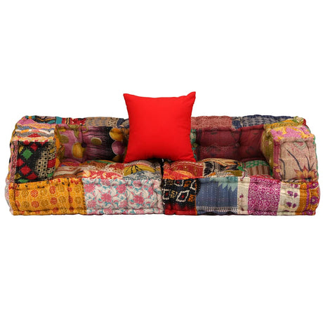 VidaXL skammel to-personers modulopbygget stof patchwork