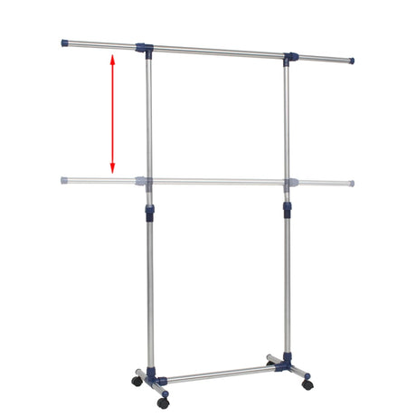 Vidaxx justerbart tøjstativ 165x44x150 cm rustfrit stål sølv