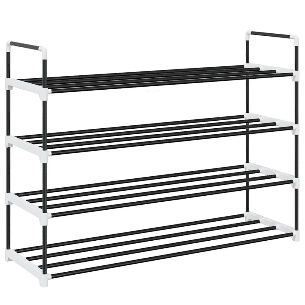 Vidaxl Shoe Rack med 4 hylder af metal og plastik sort