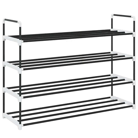 Vidaxl Shoe Rack med 4 hylder af metal og plastik sort