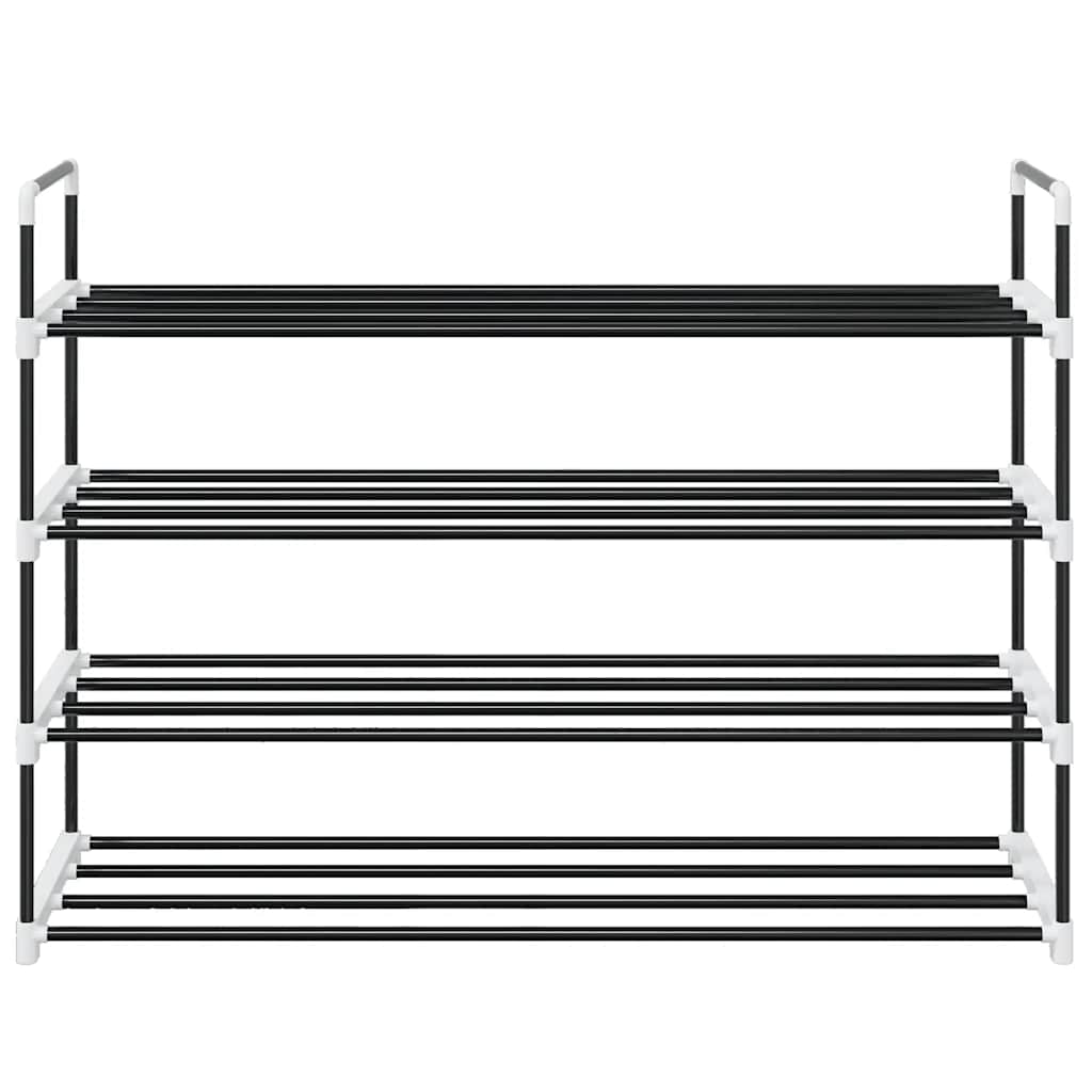 Vidaxl Shoe Rack med 4 hylder af metal og plastik sort