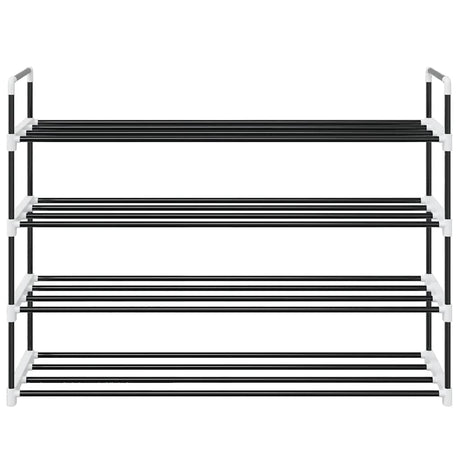 Vidaxl Shoe Rack med 4 hylder af metal og plastik sort