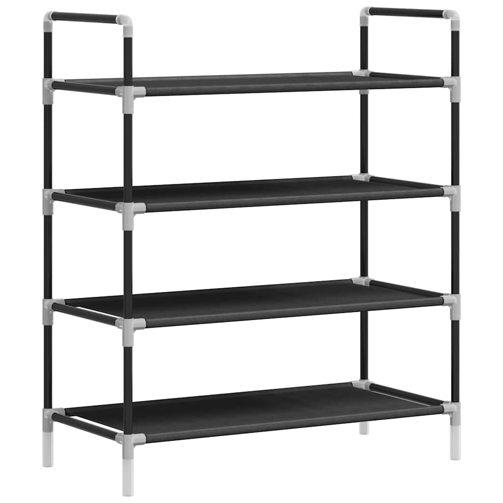 Vidaxl sko rack med 4 hylder af metal og afdækket stof sort