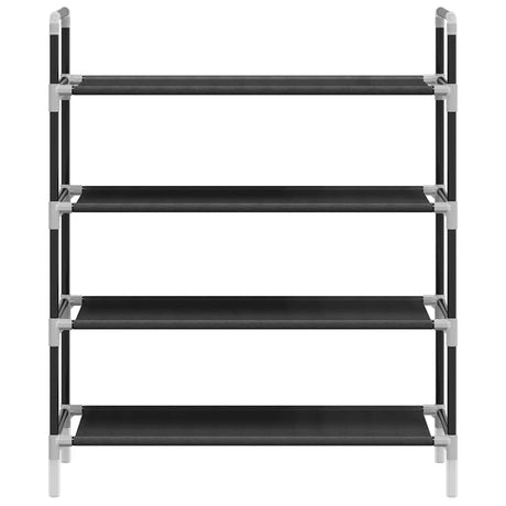Vidaxl sko rack med 4 hylder af metal og afdækket stof sort