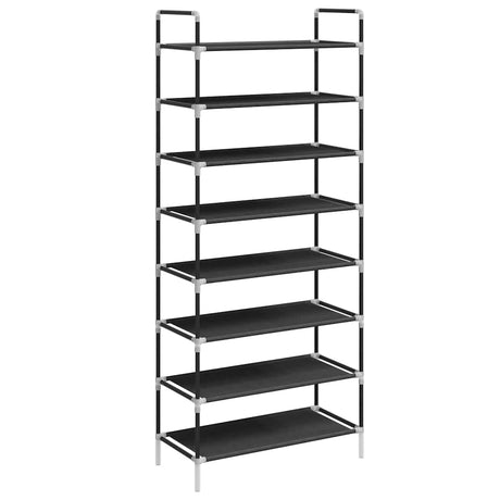 Vidaxl Shoe Rack med 8 hylder af metal og afdækket stof sort