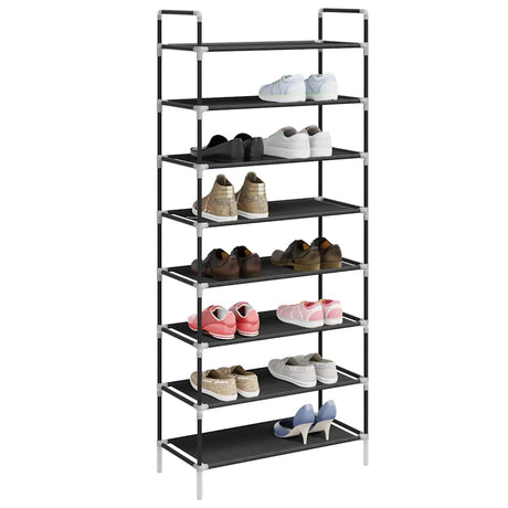 Vidaxl Shoe Rack med 8 hylder af metal og afdækket stof sort