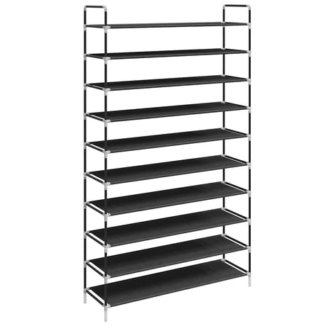 Vidaxl Shoe Rack med 10 hylder af metal og afdækket stof sort