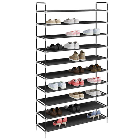 Vidaxl Shoe Rack med 10 hylder af metal og afdækket stof sort
