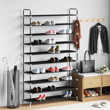 Vidaxl Shoe Rack med 10 hylder af metal og afdækket stof sort
