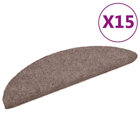 VidaXL trappemåtter selvklæbende 15 stk. 56x17x3 cm lysebrune halvrunde