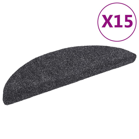 Vidaxl Stair Mats Self -fast 15 stykker 56x17x3 cm mørkegrå halvkugle