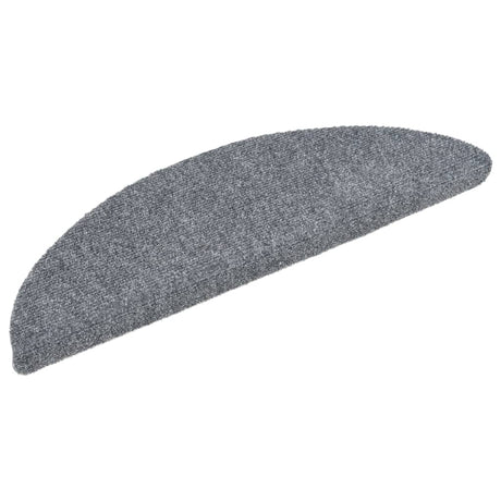 Vidaxl Stair Mats Self -fast 15 stykker 56x17x3 cm lysegrå semi -round