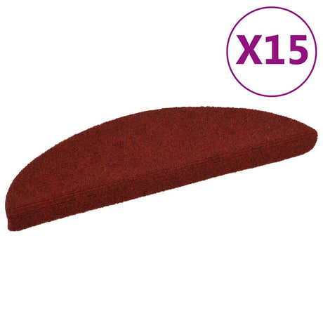 Vidaxl Stair Mats Self -Adhesive 15 stykker 56x17x3 cm Bordeaux Red Semi -Round