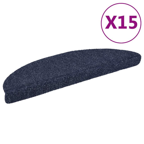 Vidaxl Stair Mats Self -fast 15 stykker 56x17x3 cm blå semi -runde