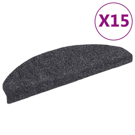 Vidaxl Stair Mats Self -fast 15 stykker 65x21x4 cm mørkegrå halvkugle stor