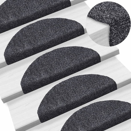 Vidaxl Stair Mats Self -fast 15 stykker 65x21x4 cm mørkegrå halvkugle stor