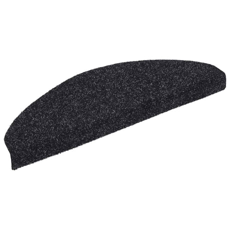Vidaxl Stair Mats Self -fast 15 stykker 65x21x4 cm sort semi -runde store