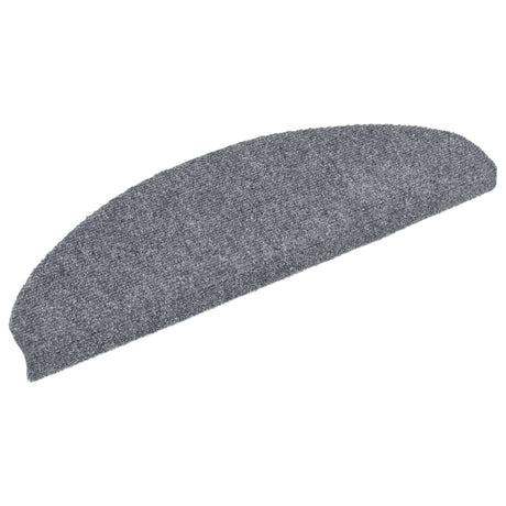 Vidaxl Stair Mats Self -fast 15 stykker 65x21x4 cm lysegrå semi -runde store