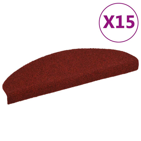 Vidaxl Stair Mats Self -fast 65x21x4 cm nål føltes rød 15 m