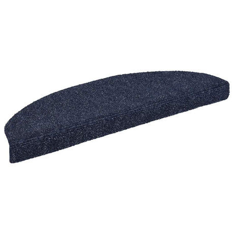 Vidaxl Stair Mats Self -fast 15 stykker 65x21x4 cm blå semi -runde store
