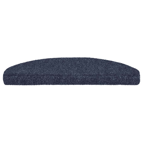 Vidaxl Stair Mats Self -fast 15 stykker 65x21x4 cm blå semi -runde store