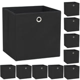 Vidaxl opbevaringsbokse 10 stk 32x32x32 cm ikke -vævet stof sort sort