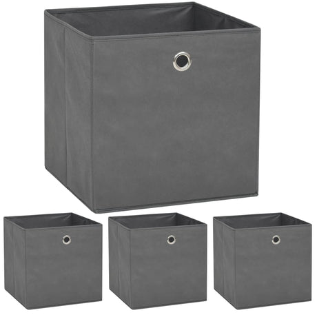 Vidaxl opbevaringsbokse 4 stk 32x32x32 cm Ikke -vævet stof grå