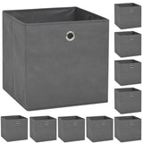 Vidaxl opbevaringsbokse 10 stk 32x32x32 cm Ikke -vævet stof grå